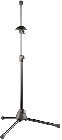 K&M 14985 Posaunen-/Basstrompetenständer Schwarz - Kunststoffsockel mit Klappfüßen - Höhe bis 97 cm flexibel verstellbar