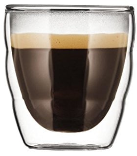 Bodum PILATUS Doppelwandige Gläser 2 Stück – 80ml Espressotassen – Thermogläser – Spülmaschinengeeignet – Borosilikatglas