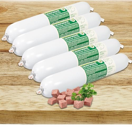 Schecker Hundesnack - Hunde Leberwurst 5 x 200g - Hundewurst mit Hühnerfleisch