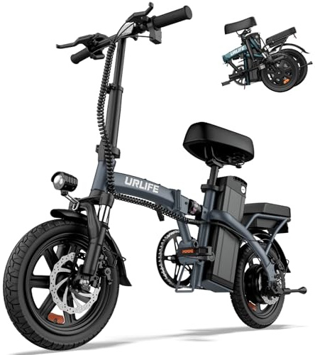 URLIFE E-Bike Klapprad 14, 48V 7.5Ah Austauschbarem Akku für Lange Reichweite bis 60KM, Elektrofahrrad 250W Motor, 3 Fahrmodi, Sitzhöhe Verstellbar, Falt-Pedelec ebike für Herren Damen