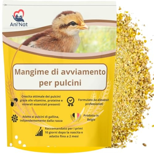 AniNat Kükenfutter, Erstlingsnahrung mit Vitaminen, Proteinen, Mineralien und ätherischen Ölen. Ohne Antibiotika und OHNE GENTECHNIK. Geeignet ab der Geburt. (1,8kg)