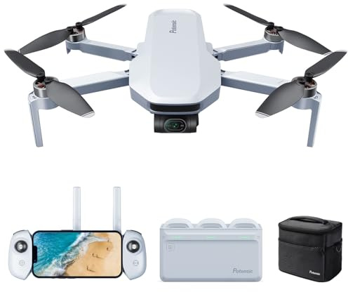 Potensic ATOM 4K GPS Drohne mit 3-Achsen-Gimbal, 96 Min. Lange Flugzeit, 6KM FPV Übertragung, Visuelles Folgen/QuickShots/RTH, unter 249g, Windstärke 5, 12MP Fotos Kameradrohne für Anfänger Erwachsene