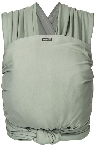 Hoppediz Elastisches Baby-Tragetuch - für Neugeborene ab Geburt (2-9 kg) - aus Bio-Baumwolle - Salbei 4,60 m, Grün