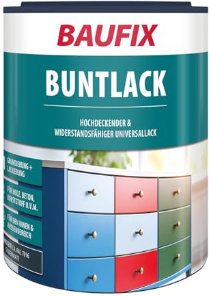 BAUFIX Buntlack anthrazit, seidenmatt, 1 Liter, Lackfarbe, wasserverdünnbar, für innen & außen, geeignet für Holz/Zink/Beton/Eisen/Mauerwerk