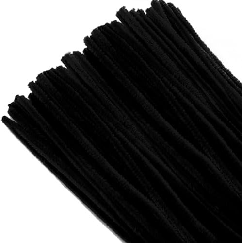 TOAOB 100 Stück Pfeifenputzer zum Basteln Pfeifenreiniger Schwarz | Chenilledraht Lang 30cm und Breit 6mm, Pipe Cleaners für Basteln und Dekorieren Kunst Handwerk DIY