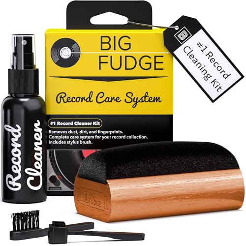 Big Fudge Vinyl Schallplatten Reinigung Set - 6-in-1 Vinyl Cleaning Kit - Vinyl Reiniger mit Schallplattenbürste Stylus Nadelbürste Reinigungslösung - Schallplatten Reinigungsset