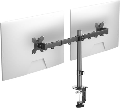 Pholiten Monitor Halterung für 13-27 Zoll LED LCD Bildschirm bis zu 10 kg, Monitor Arm für 2 Monitore, Höhenverstellbar Schwenkbar Neigbar Monitorhalterung für den Schreibtisch, max.VESA 100x100mm