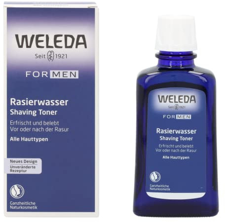 WELEDA Bio FOR MEN Rasierwasser - Naturkosmetik Pre Shave & After Shave erfrischt und belebt die Haut vor und nach der Trocken- und Nass-Rasur, pflegt & desinfiziert kleine Schnittwunden (1 x 100 ml)