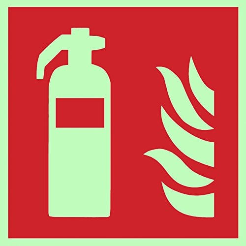 Brandschutzzeichen Symbolschild Feuerlöscher ISO Kunststoffplatte nachleuchtend &. selbstklebend 150x150mm