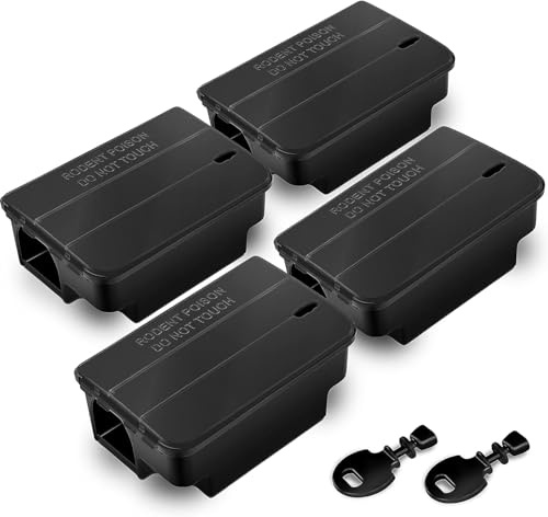 4X Ratten Köderbox I sicher für Kind und Tier I effektive Köderboxen für Rattengift I Köderstation für innen und außen I Rattenköderbox I Rattenbox