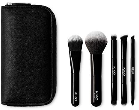 KIKO Milano Travel Brush Set, Reise-Pochette Mit 5 Professionellen Pinseln