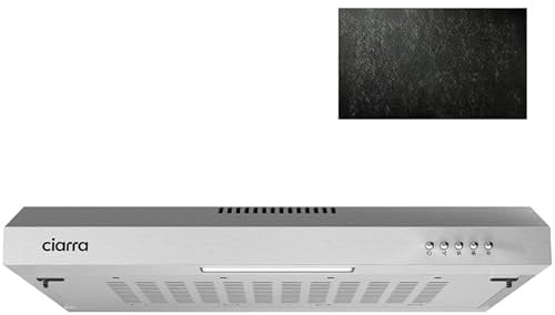 CIARRA Dunstabzugshaube 60cm 3 Leistungsstufen Abluft Umluft Unterbauhaube (Silber),Kompatible CBCS6903 Kohlefilter