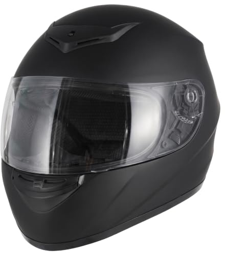 Favoto Motorradhelm Integralhelme für Erwachsene Vollvisierhelm Mopedhelm für Herren Damen Atmungsaktiv ECE Zertifiziert L (59-60cm) Schwarz