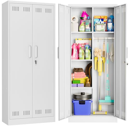 Sightlife Besenschrank Mehrzweckschrank Staubsaugerschrank Putzmittelschrank Putzschrank Haushaltsschrank Stauraumschrank Hofschrank Wäscheschrank Vorratsschrank Flurschrank Stahlschrank 70x30x168 cm