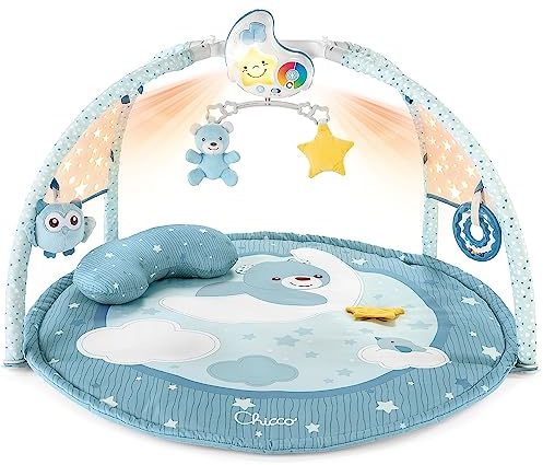 Chicco Spielmatte 3in1, Multifunktionsspielbogen für Neugeborene,Baby Aktivitätendecke, Sternenprojektor, abnehmbarem Baby-Nachtlicht mit entspannender Musik - Babyspielzeug, ab 0 Monate, Blau
