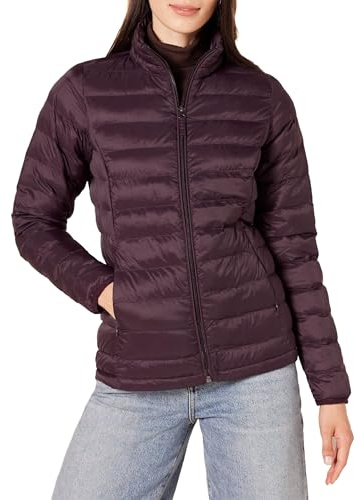 Amazon Essentials Women's Lightweight Water-Resistant Packable Puffer Jacket Outerwear, -burgundy, Medium