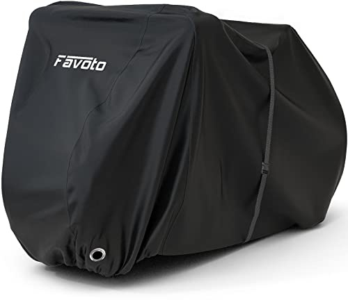 Favoto Fahrradabdeckung Wasserdicht Fahrrad Abdeckplane für 2-3 Fahrräder 210D Oxford-Gewebe Fahrradgarage Plane Fahrrad Schutzhülle Abdeckhaube mit Beutel 200 x 105x 110CM Schwarz