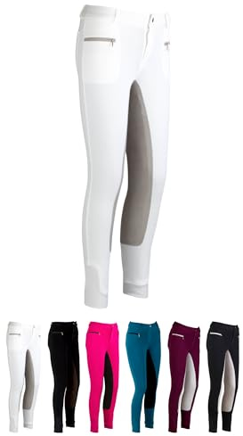 RL24 - Kinder-Reithose Flex Basicline – viele Farben & Größen | Reiterhose für Mädchen & Jungen – 3/4 Besatz aus Wildlederimitat – atmungsaktiv & elastisch – Reitleggings