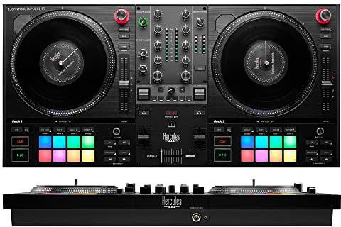Hercules DJControl Inpulse T7: Motorisierter DJ-Controller mit authentischem Vinyl-Feeling – 7-Zoll Plattenteller – Stems-Steuerung für Mashups – Inklusive Serato DJ Lite & DJUCED