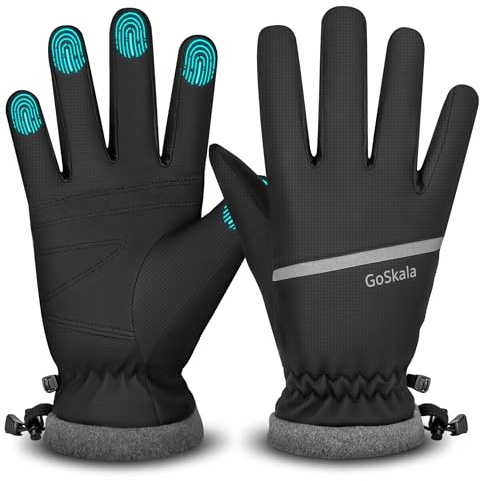 GoSkala Handschuhe Damen Winter Skihandschuhe Herren Touchscreen Winterhandschuhe Winter Thermohandschuhe wasserdichte Fäustlinge Dicke Fahrradhandschuhe Warm Radhandschuhe Sporthandschuhe, Schwarz M
