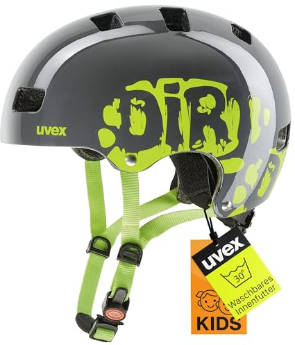 Uvex Kinder Fahrradhelm Kid 3,Grau (Dirtbike Gray-Lime),51-55 cm