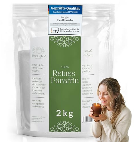 BwLights - Hochwertiges Paraffinwachs verschiedene Größen (2kg) in Weiß | Wachsgranulat zum Schmelzen & Herstellen deiner eigenen Kerze | 100% Paraffin