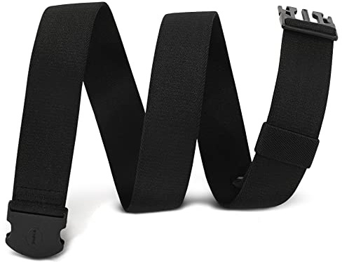 WHIPPY Elastischer Gürtel Herren Verstellbarer Outdoor Stretchgürtel Unisex Arbeitsgürtel für Damen Herren Stoffgürtel mit Kunststoffschnalle,140cm/Schwarz