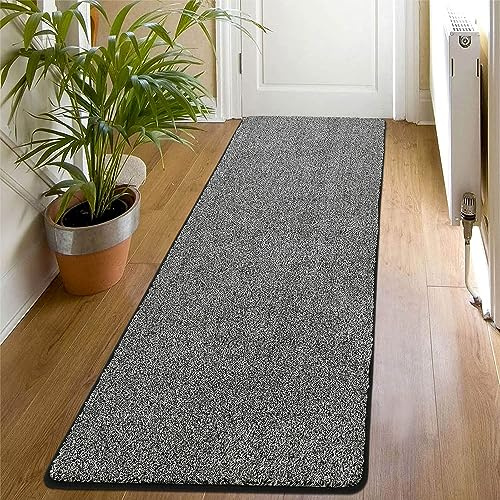 SHACOS Teppich Läufer 60x180 cm Läufer Flur rutschfest Teppichläufer Weich Küchenteppich Waschbar Flurläufer Modern Teppich Flur Läufer für Küche, Eingang, Wohnzimmer, Schwarz