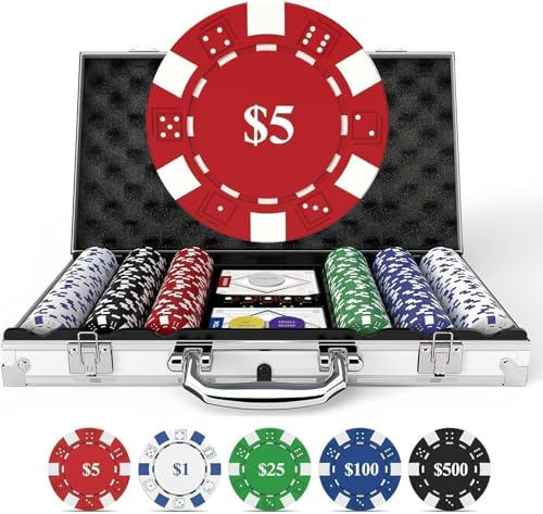 HEITOK Pokerkoffer 500 Stück – Premium Texas Holdem Set, 11,5g m. Nummern | Für 2–10 Spieler: 2 Kartendecks, 5 Würfel, Dealer-, Small- & Big-Blind-Button