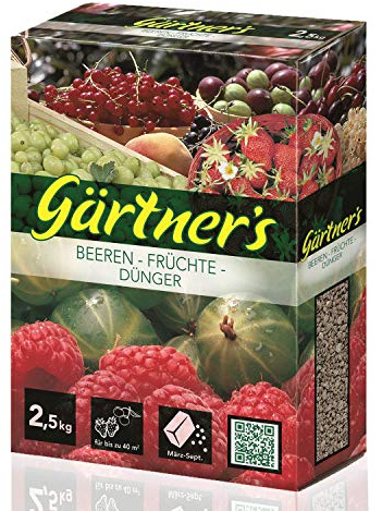 Gärtner’s NPK Dünger für Beeren und Früchte 2,5 kg I Gesteigerte Ernteerträge und gesundes Wachstum für Beerensträucher und Fruchtsträucher I NPK Pflanzendünger 9+4+8 I Für bis zu 40 m2