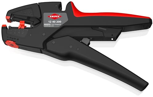 KNIPEX EvoStrip Automatische Abisolierzange, 12 40 200 EAN | PVC & Gummi-Isolation, 0,03 – 10 mm², mit Kabelschneider, Feinjustierung