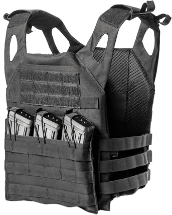 Jieaissna Outdoor Sicherheitsweste Airsoft Weste Jagd Verstellbare Weste Schwarz, Schwarz, Medium