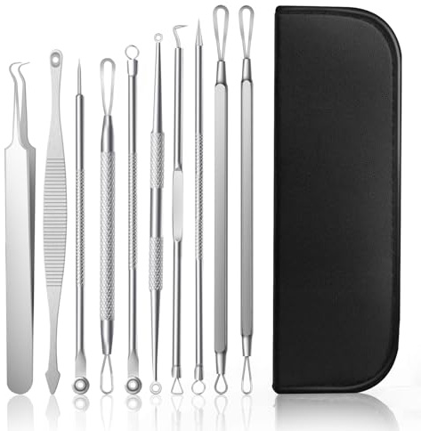 AiQlnu 10 Stücke Mitesserentferner Komedonenquetscher Set