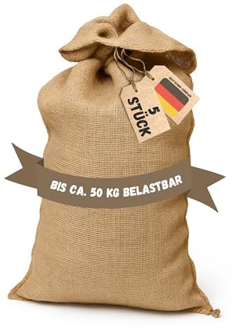 Samenshop24® 5 Stück, Premium Jutesäcke aus 100% Naturfaser, 110cm x 60cm, strapazierfähig, ökologisch, Kartoffelsack, Aufbewahrung Lagerung für Obst/Gemüse, Winterschutz, Deko uvm.