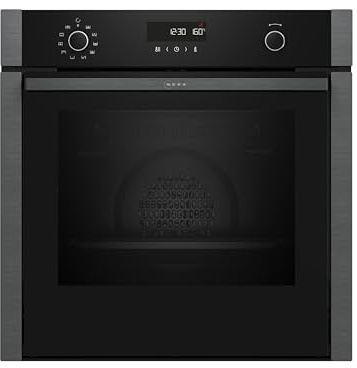 NEFF B5ACH7HG3, N 50, Einbau-Backofen 60 x 60 cm, Made in Germany, LCD Display ohne Knebel, Slide&Hide, 8 Beheizungsarten, CircoTherm, Pyrolyse und EasyClean, Graphite Grey