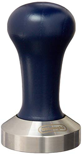 De'Longhi DLSC058, Kaffee-Tamper aus robustem Edelstahl mit stilvollem Holzgriff, in elegantem Blau/Silber