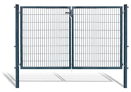 Koll Living Garden Doppelflügeltor für Stabmattenzaun, Anthracit oder Grün, verschiedene Höhen wählbar - inklusive Pfosten und passenden Anschlussstücken (Doppeltor H 160 x B 300 cm)