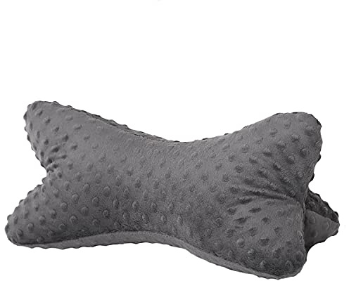 Dr. Berger Leseknochen Nackenrolle Lesekissen 40x18 cm Minky Design - 380g Baumwolle extra flauschig – ergonomisches Nackenkissen zum Entspannen für bequemes Lesen, TV, Reisen, anthrazit