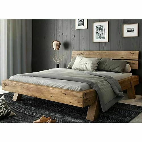 greta Futonbett Balkenbett Heinrich Rustic Eiche Massiv geölt 140x200cm Doppelbett