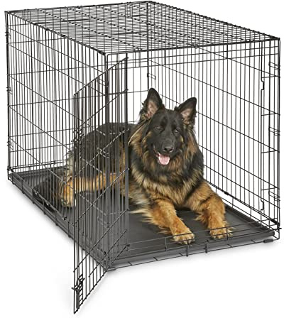 Eintürige, zusammenklappbare Metall-Hundebox, 122 cm, verbesserte Sicherheit, inkl. auslaufsicherer Wanne, für extragroße Rassen