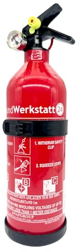 Aluminium 1kg ABC Autofeuerlöscher 'Pia' Manometer Halterung (Dauerdrucklöscher PS1-X Instandhaltungsnachweis HausundWerkstatt24)