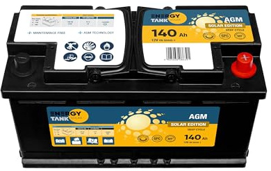 Autobatterie 12V 140 Ah - Solarbatterie AGM - Mobil und Stationär - Solar Batterie Lange Lebensdauer - Versorgungsbatterie Gegen Vibrationen und Stöße Geschützt