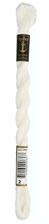 Anchor Perlgarn Stärke 5 4585000-00002 weiß Stickgarn, 100 % Baumwolle, 5g Strängchen