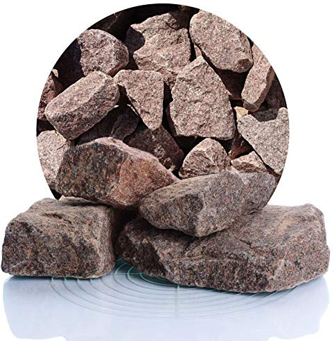 Schicker Mineral Granit Gabionensteine rot 25 kg 60-180 mm, Bruchsteine | Farbecht, für alle Gabionen, Gabionenzäune, Steinkörbe, witterungs- und frostbeständig, widerstandsfähiger Naturstein