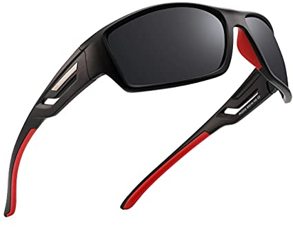 PUKCLAR Polarisierte Sportsonnenbrille Herren & Damen, UV400 Schutz Kat.3 | Leichter TR90-Rahmen entlastet Nasenrücken. Polarisierte UV400-Kat.3-Gläser blocken UV-Strahlen, universeller Outdoor-Einsatz