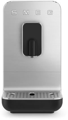 Smeg, automatische Espressomaschine BCC11BLMEU, integrierte Kaffeemühle, Thermoblock-System, 1,4 l Wassertank, herausnehmbare Tropfschublade, Kompakte Größe, 1350W, Schwarz