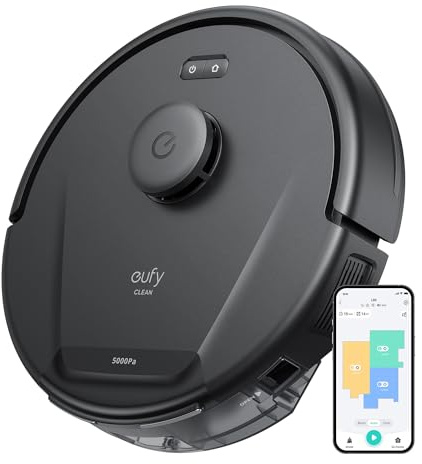 eufy L60 Saugroboter, Ultra Starke 5.000Pa Saugkraft, Staubsauger Roboter mit iPath Laser-Navigation, für gründliche Bodenreinigung, App-Steuerung, ideal für Haare, Teppiche, Hartböden