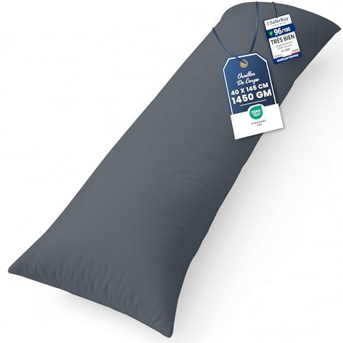 Utopia Bedding Nackenkissen, 40x145 cm Ganzkörperkissen, weiche Hohlfaserfüllung, langes Schwangerschaftskissen zur Unterstützung der Mutterschaft und für Seitenschläfer (Grau)