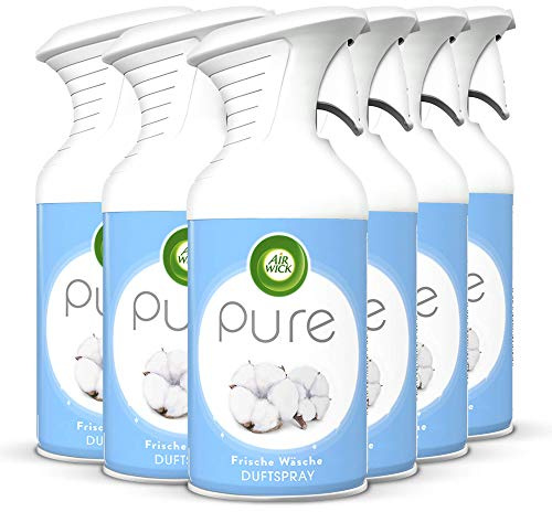 Air Wick PURE Raumspray – Sanftes Duftspray für die Wohnung ohne feuchten Niederschlag – Raumduft Frische Wäsche – 6 x 250 ml