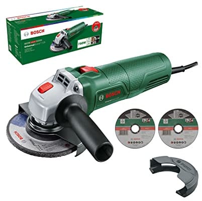 Bosch kompakter Winkelschleifer UniversalGrind 7-125 (750 W; 2x gerade Trennscheiben; 1x Schleifscheibe; zum Schleifen, Trennen und Bürsten; im Karton) – Amazon Edition
